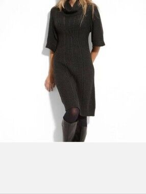 Tahari Dark Green  Knit Cowl-Neck Midi Dress Small